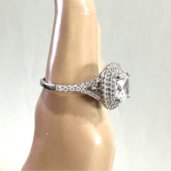 Tibetan silver stamped .925 ring. Cubic zirconia simulated diamond. Size 8.25 9